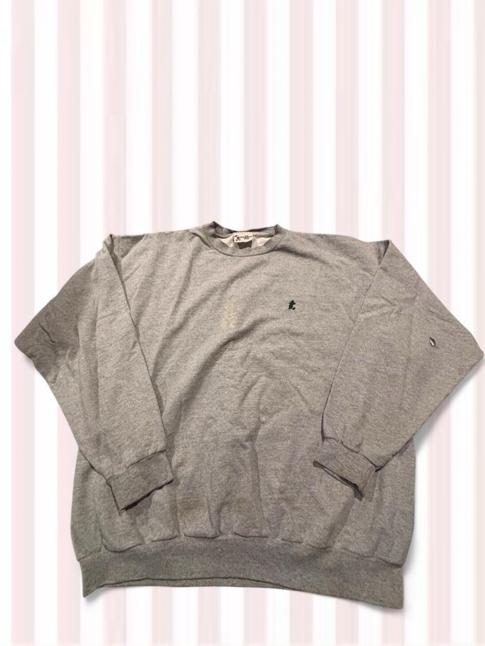 Disney Men's Gray Crewneck Sweatshirt with Small Embroidered Logo